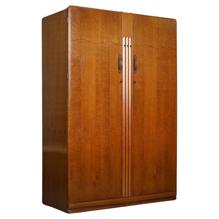 VINTAGE ART DECO MAHOGANY TWO DOOR WARDROBE BY LEBUS FURNITURE J1