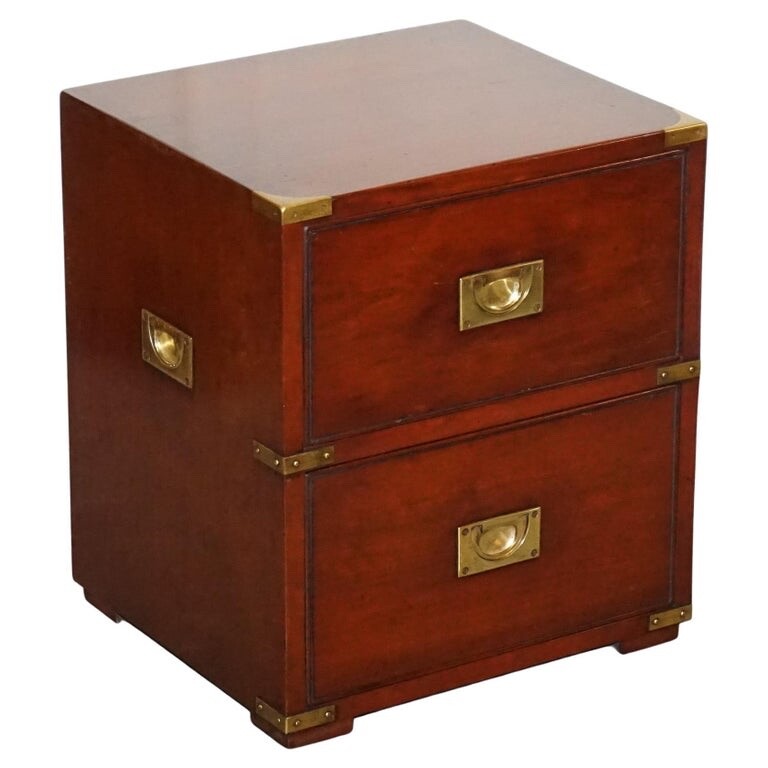 LOVELY MILITARY CAMPAIGN HARRODS KENNEDY BEDSIDE NIGHTSTAND TWO DRAWERS