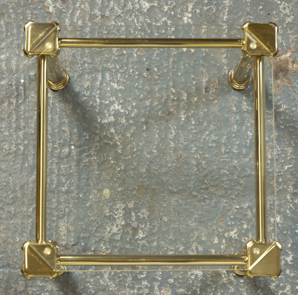SET OF 1970'S HOLLYWOOD REGENCY GOLDEN BRASS GLASS NEST OF TABLES SIDE TABLE  J1