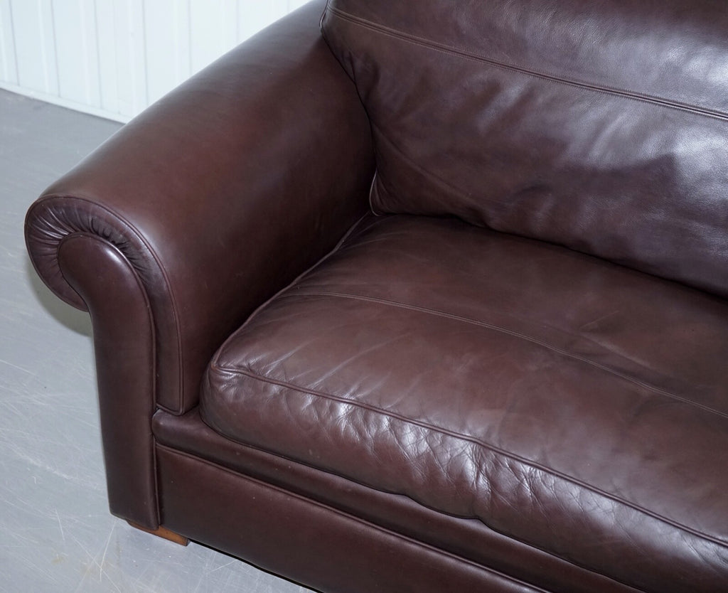 HARRODS DIVINE DURESTA GARRICK 3 SEATER BROWN LEATHER FEATHER FILLED RRP £5,000