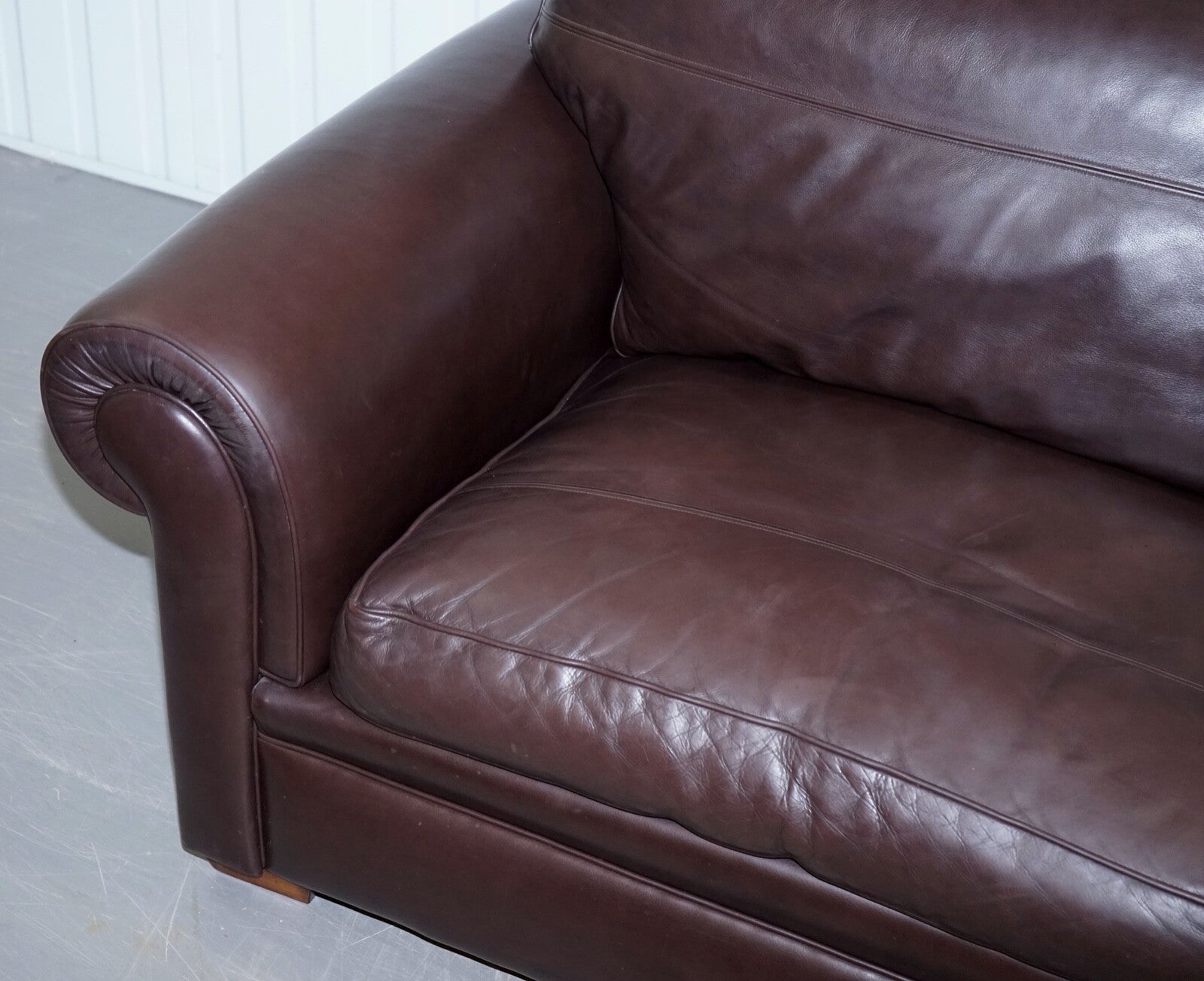 HARRODS DIVINE DURESTA GARRICK 3 SEATER BROWN LEATHER FEATHER FILLED RRP £5,000
