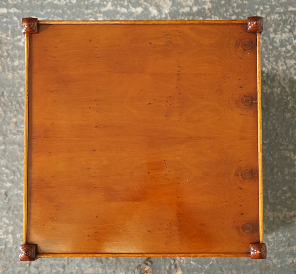 PAIR OF YEW WOOD TWO TIER GEORGIAN STYLE BEDSIDE SIDE END WINE LAMP TABLES