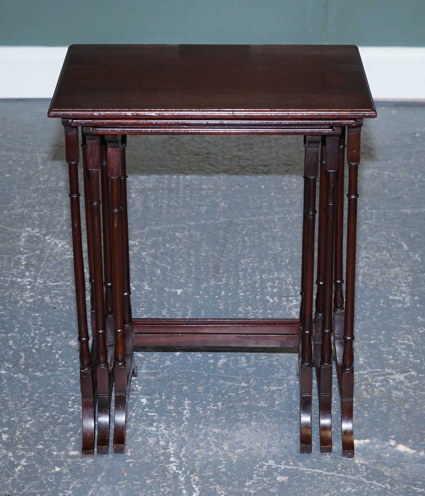VICTORIAN NEST OF THREE NESTING TABLES SIDE TABLES WITH BAMBOO LEGS