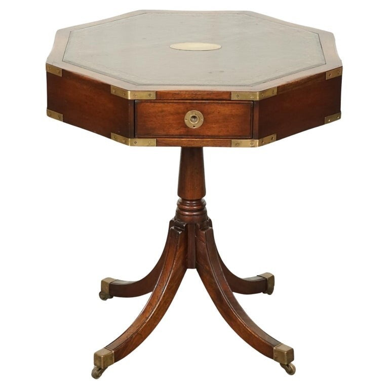 REVOLVING MILITARY CAMPAIGN REGENCY STYLE DRUM SIDE END TABLE BEVAN FUNNELL