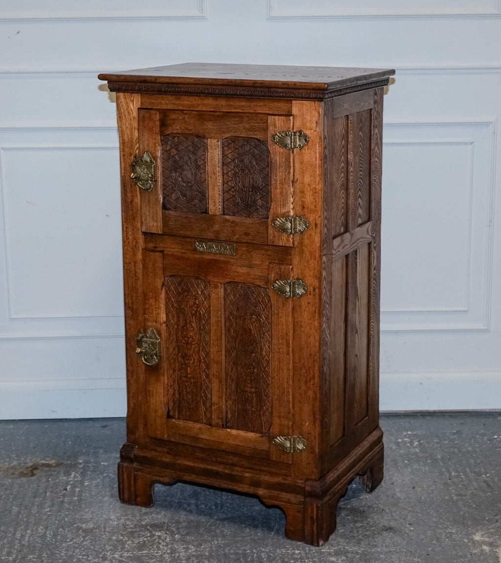 CIRCA 1900'S LARGE NORTH AMERICAN ALASKA MUSKEGON OAK LARDER ICE BOX COLLECTABLE