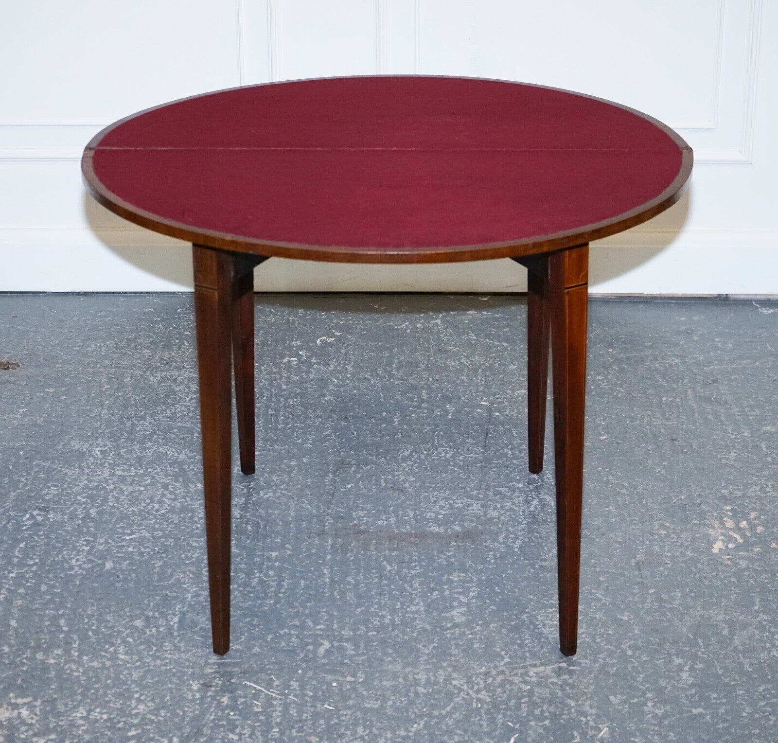FINE ANTIQUE CIRCA 1890 CONSOLE GAMES DEMI LUNE HALLWAY CARD TABLE UNFOLDS