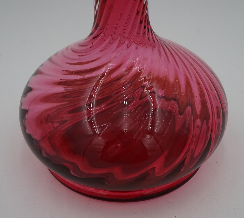SILVER COLLARED HAND BLOWN CRANBERRY CRYSTAL DECANTER HARDWICKE COLLECTION