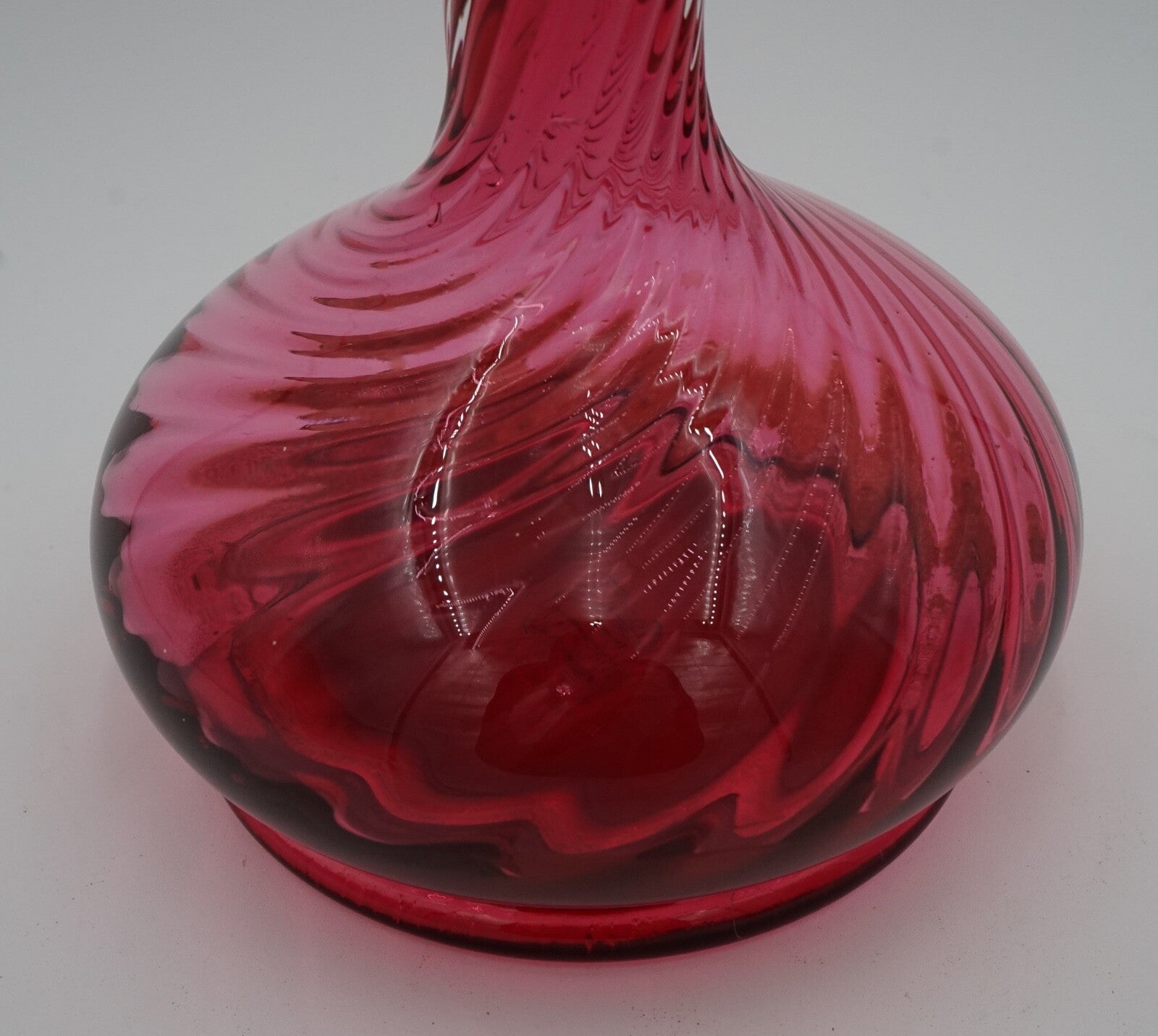 SILVER COLLARED HAND BLOWN CRANBERRY CRYSTAL DECANTER HARDWICKE COLLECTION