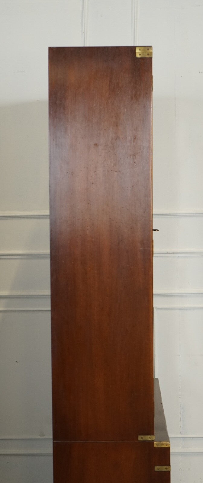 VINTAGE BEVAN FUNNELL MILITARY CAMPAIGN ASTRAL GLAZED LIBRARY DISPLAY CABINET