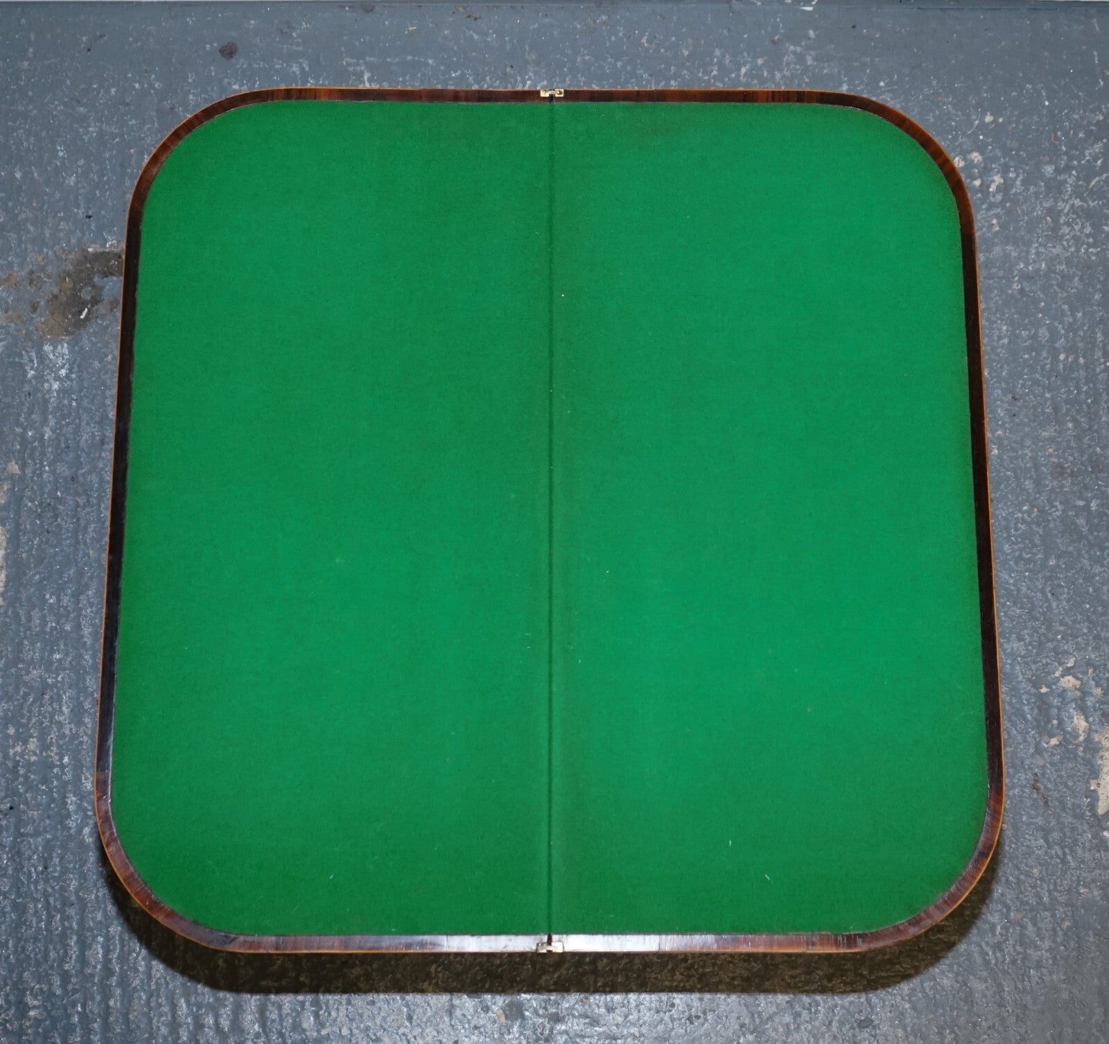 FULLY RESTORED GEORGIAN GAMES CARD FOLDING TABLE ON ORIGINAL BRASS CASTORS
