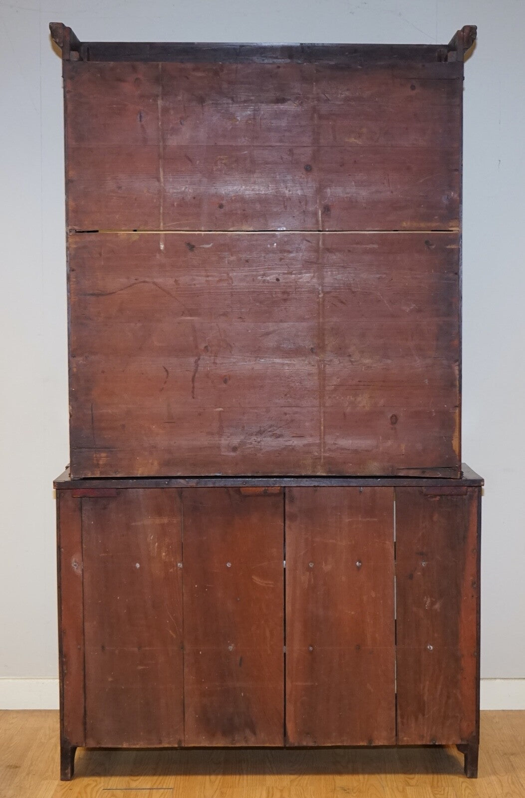 VICTORIAN MAHOGANY BOOKCASE WITH LION MASK CLAW FEET GLAZED DOORS
