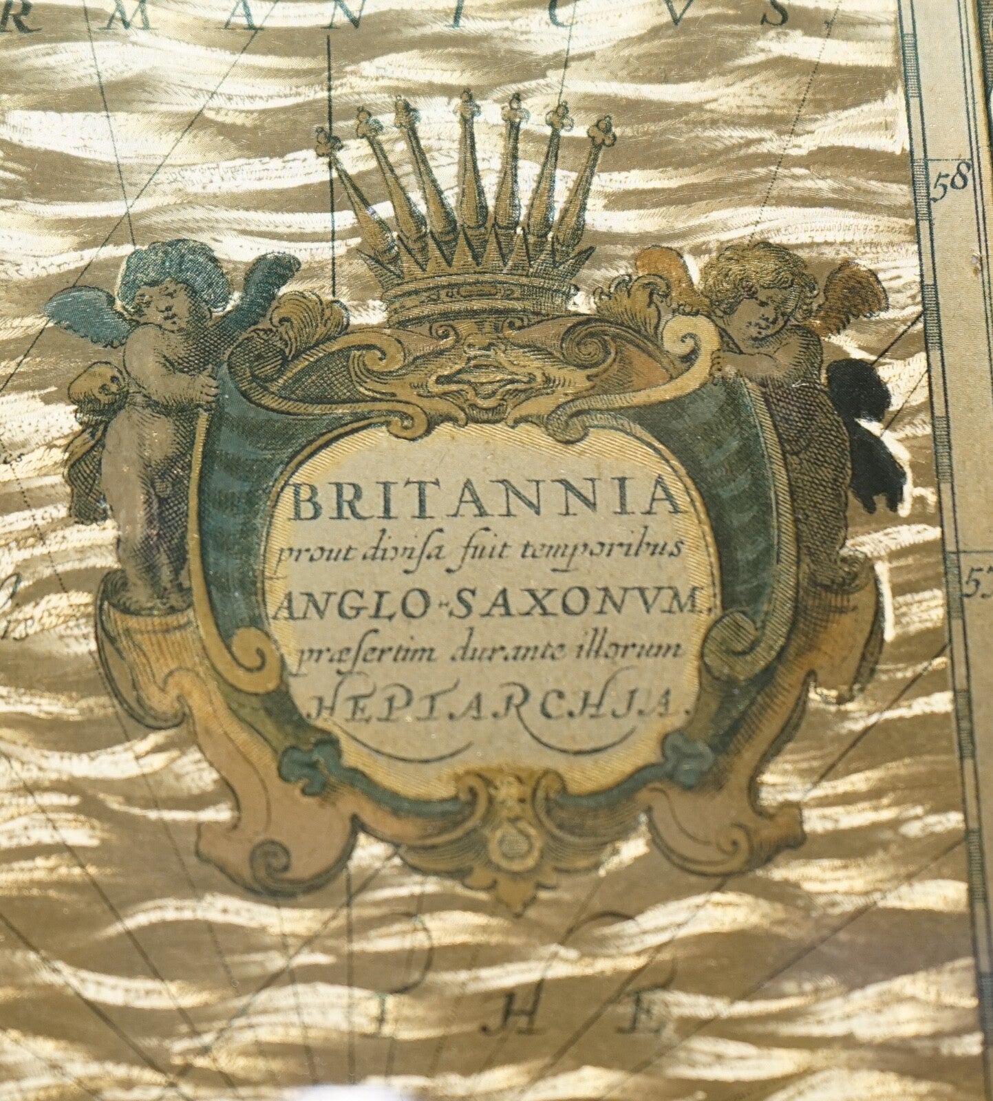 VINTAGE GOLD FOIL MAP OF THE BRITISH ISLES 1646 BY JOANNES JANSSEN