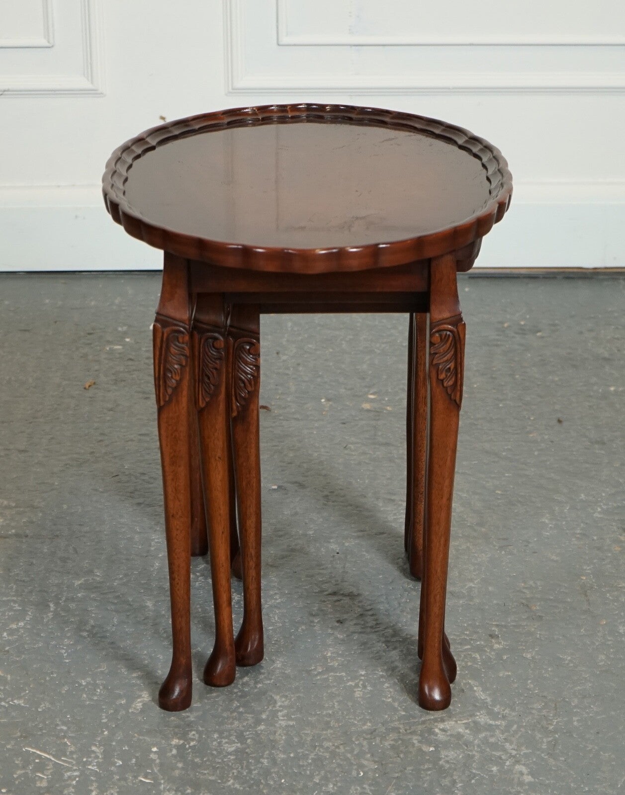 VINTAGE BEVAN FUNNEL NEST OF TABLES WITH PIE CRUST TOP J1