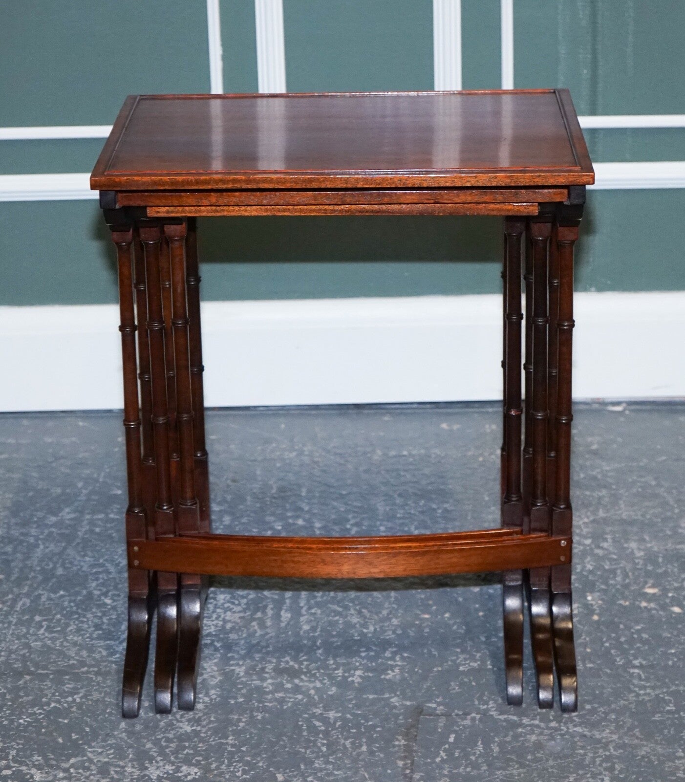 GEORGIAN NEST OF FOUR NESTING TABLES SIDE TABLES WITH BAMBOO LEGS