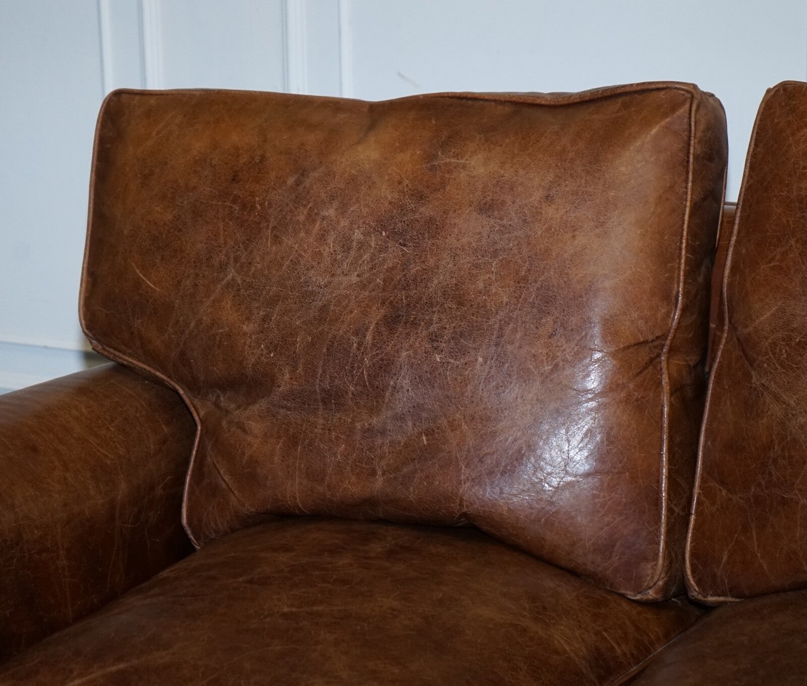 VINTAGE HALO TIMOTHY OULTON BALMORAL TWO SEATER BROWN HERITAGE LEATHER SOFA