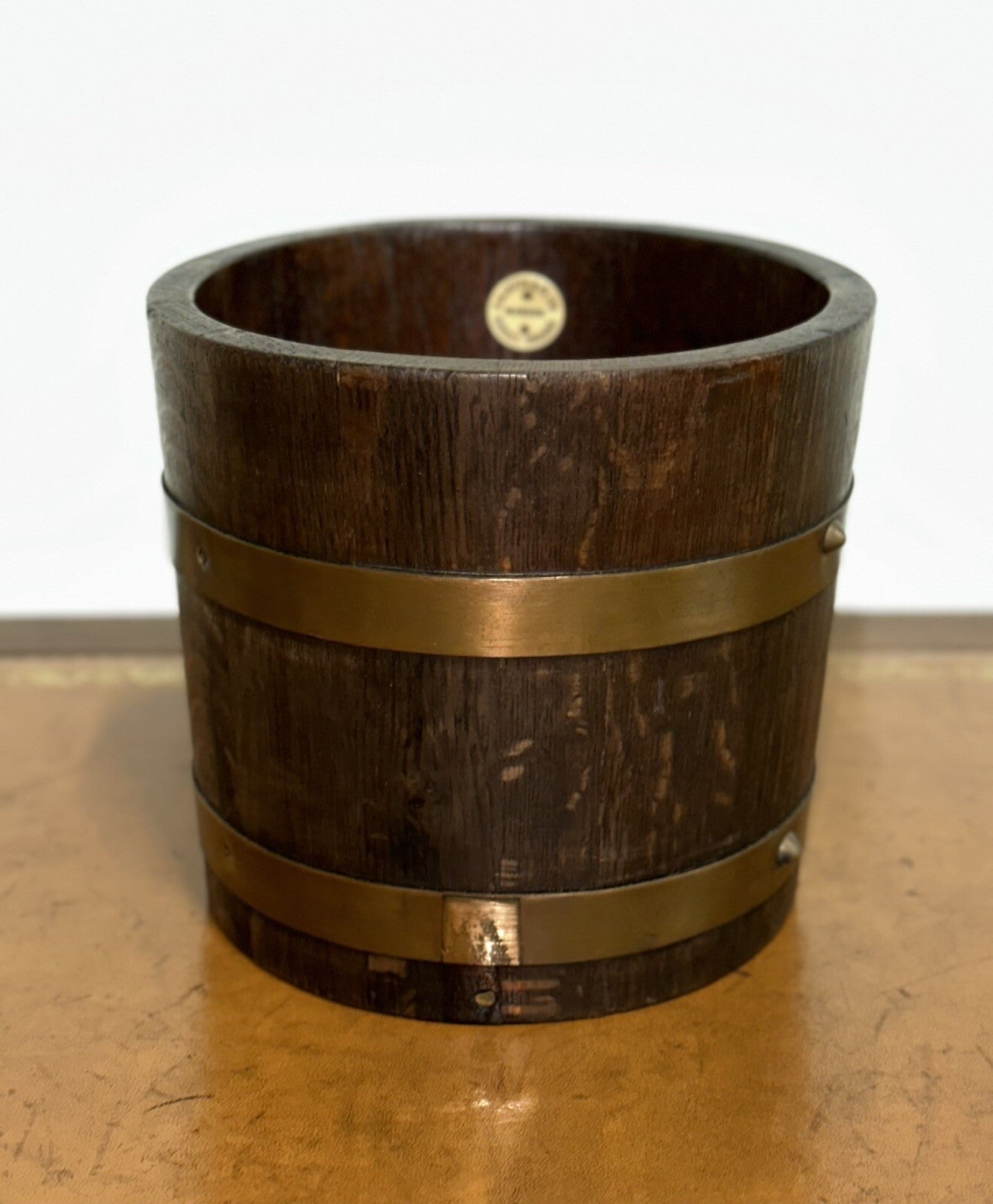 R A LISTER & CO OAK 1900s EDWARDIAN BUCKET WITH BRASS BRACES