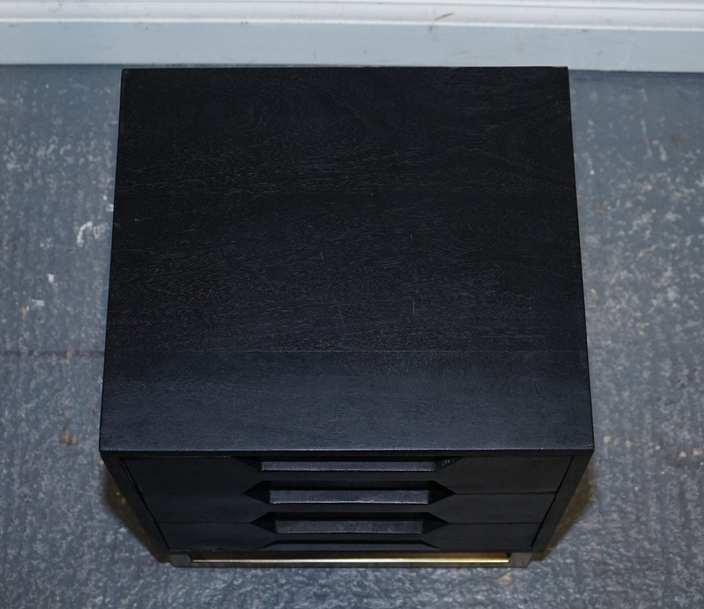 EX SHOWROOM ATKING AND THYME HEX BLACK AND GOLD BEDSIDE TABLE