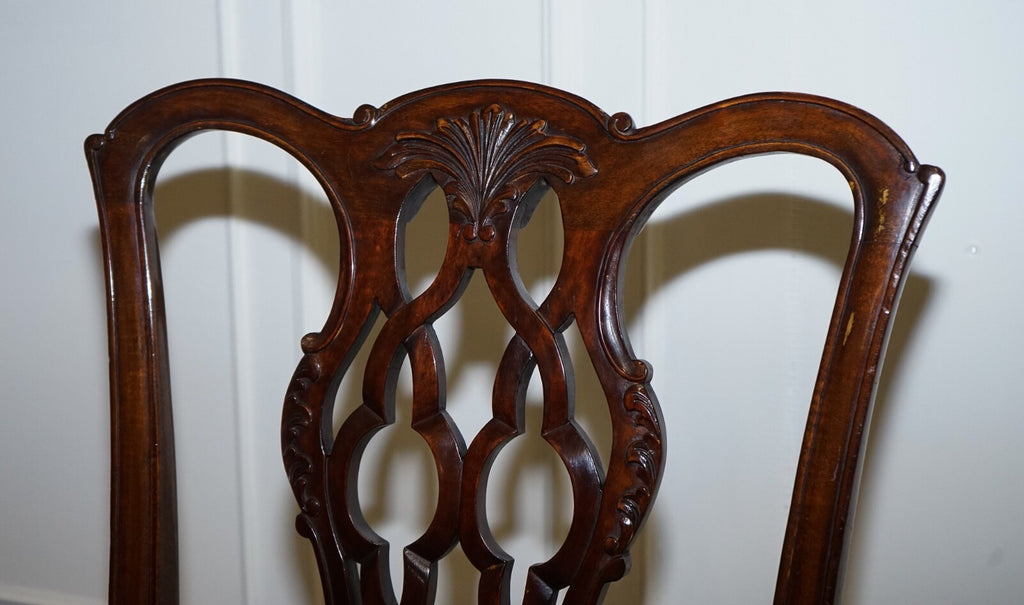 JAMES PHILLIPS CHIPPENDALE STYLE CLAW & BALL SIDE DINING DESK LEATHER CHAIRS