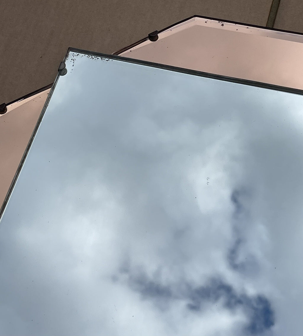 STUNNING 1930's FRENCH ART DECO AMBER PEACH BEVELLED WALL MIRROR