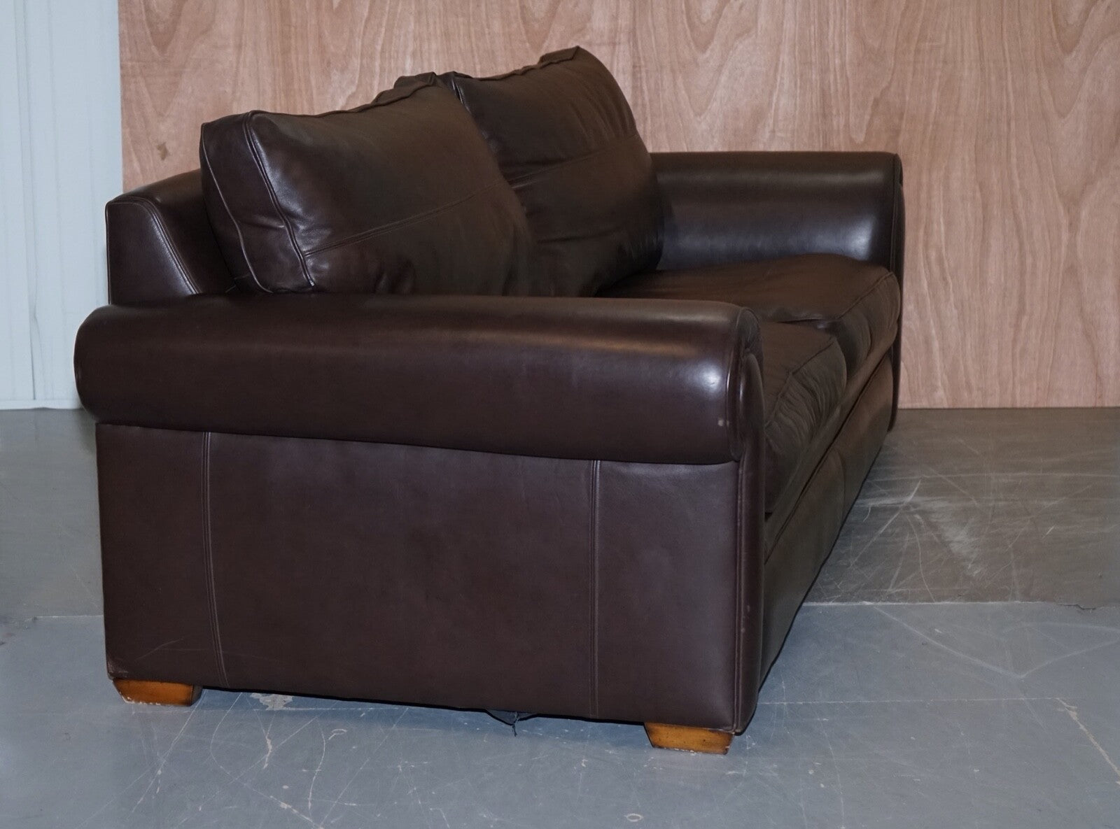 HARRODS DIVINE DURESTA GARRICK 3 SEATER BROWN LEATHER FEATHER FILLED RRP £5,000