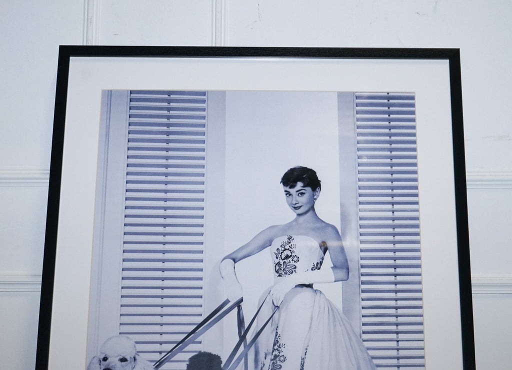 FRAMED PRINT OF AUDREY HEPBURN IN THE SiLK ORGANDY BALL GOWN