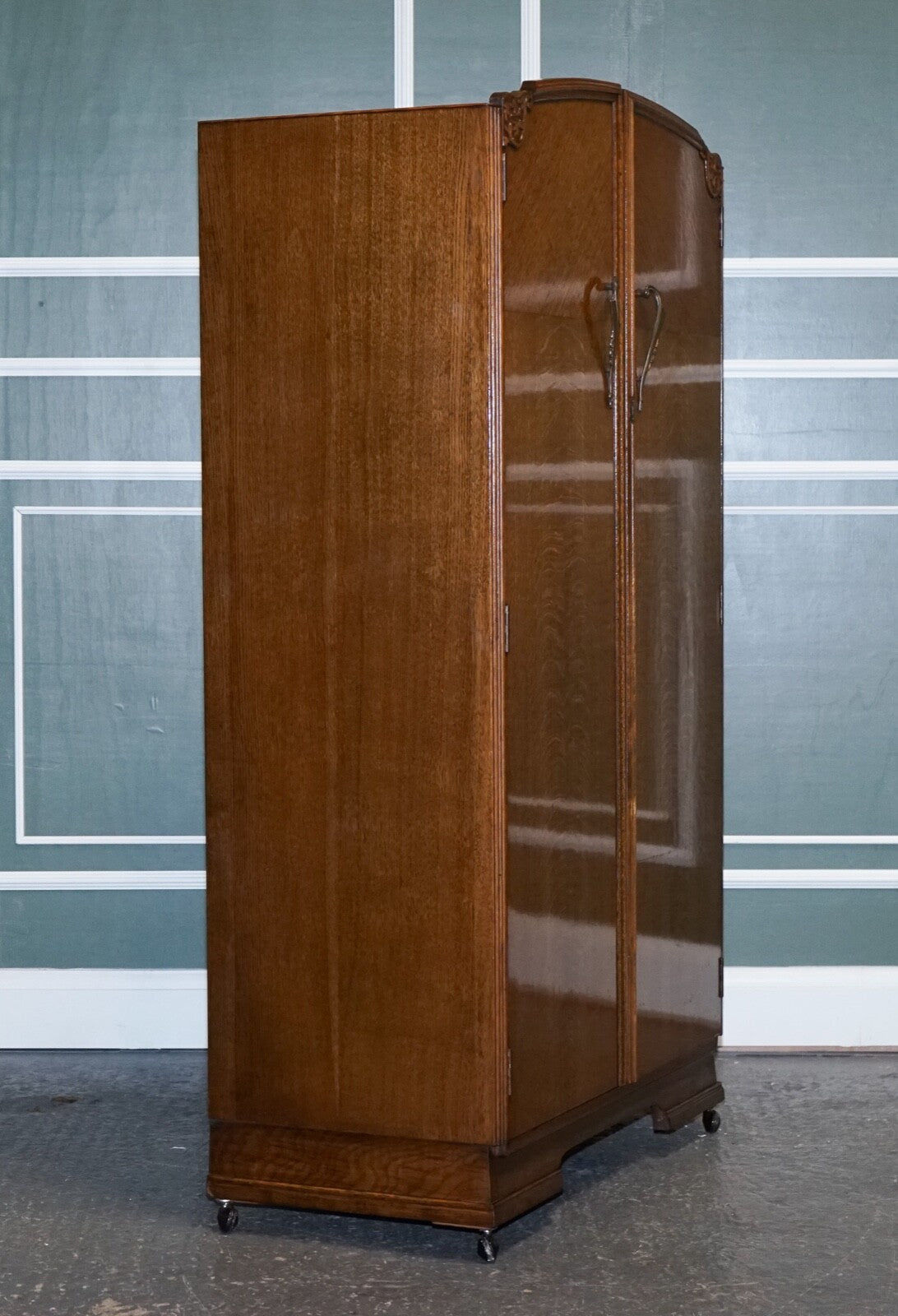 PETITE VINTAGE ART DECO OAK TWO DOOR WARDROBE