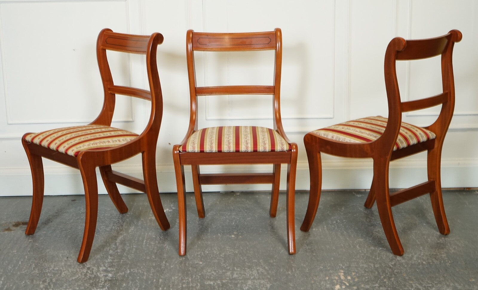 VINTAGE SET OF 8 YEW WOOD DINING CHAIRS J1