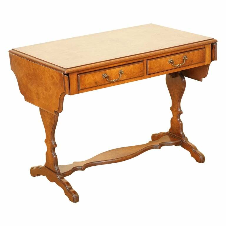 LOVELY BEVAN AND FUNNELL BURR WALNUT EXTENDING DROPLEAF SIDE END TABLE