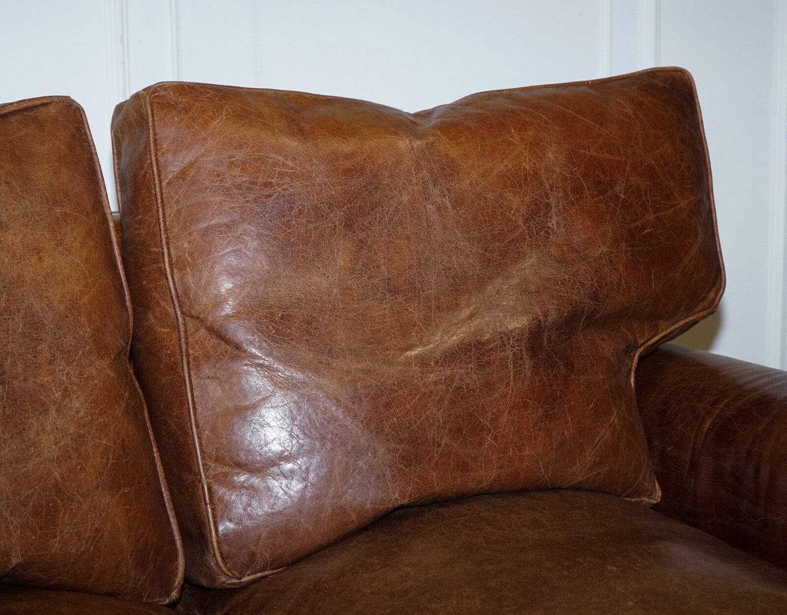 VINTAGE HALO TIMOTHY OULTON BALMORAL TWO SEATER BROWN HERITAGE LEATHER SOFA