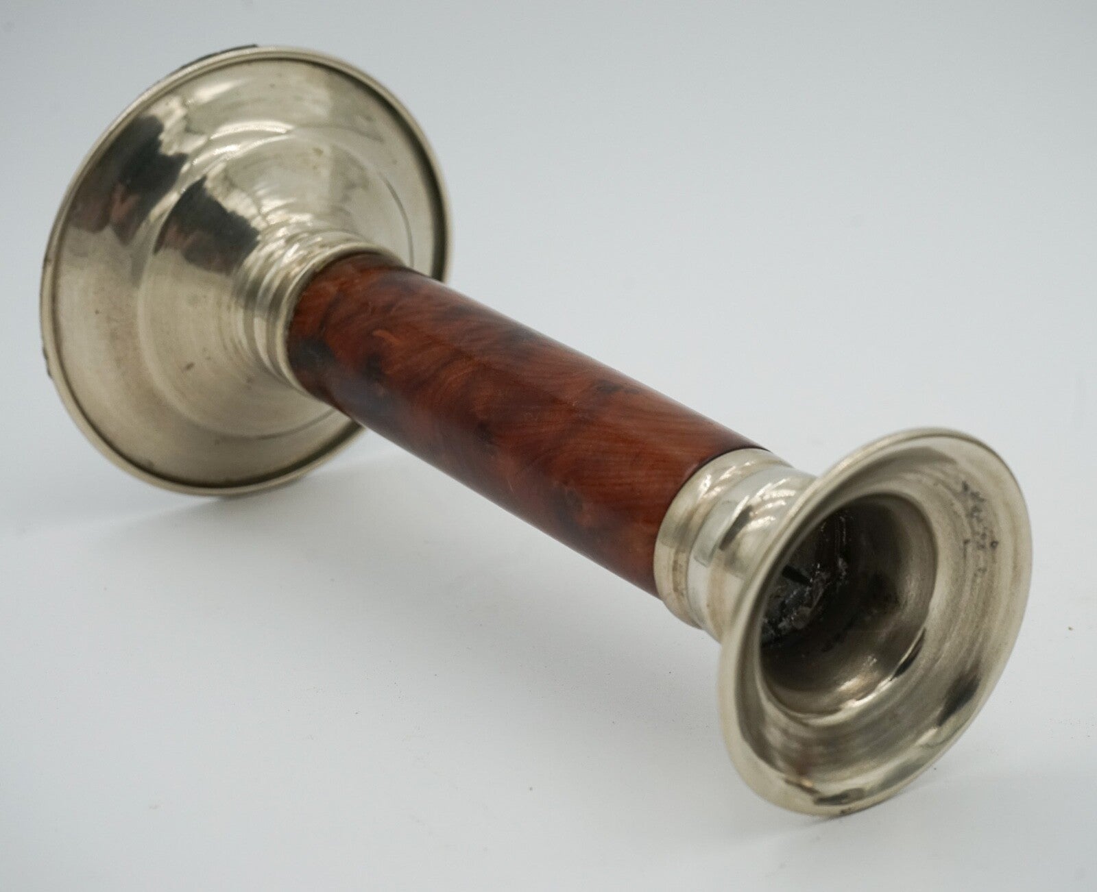 PAIR OF LOVELY DECORATIVE ART DECO BURR WALNUT CANDLESTICKS