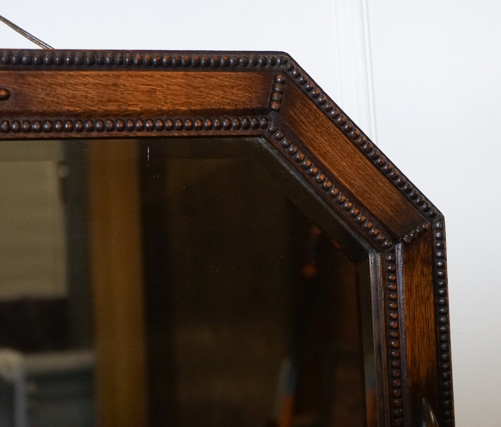 ANTIQUE EDWARDIAN CIRCA 1920 COUNTRY HOUSE  WALL MOUNTED CARVED BOBBIN  MIRROR