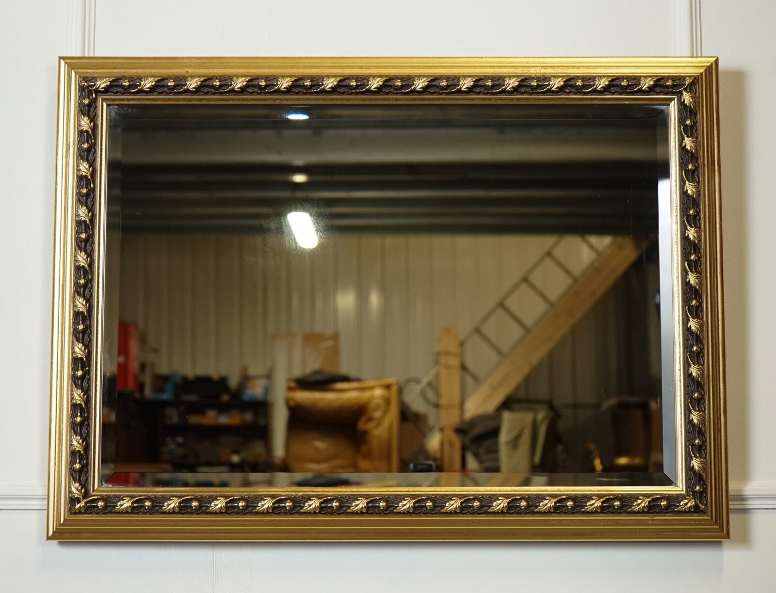 LOVELY GOLD ORNATE RECTANGLE BEVELLED MIRROR J1