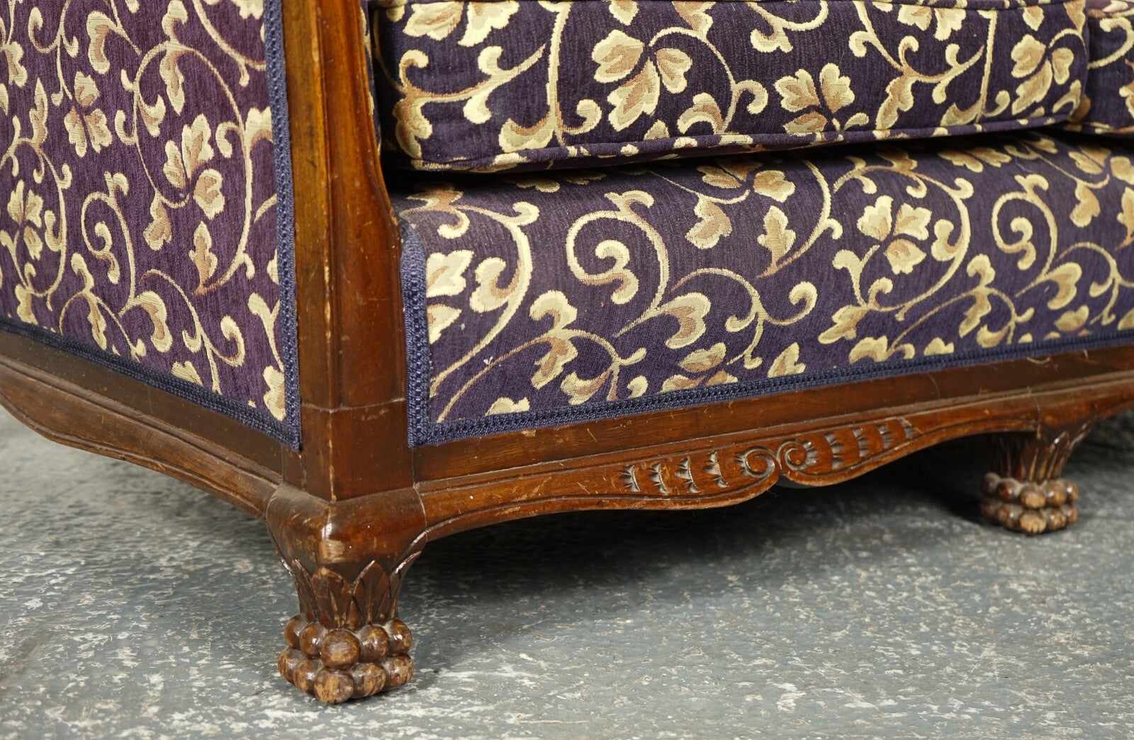 VICTORIAN FABRIC BERGERE SUITE SOFA AND TWO ARMCHAIRS UPHOLSTERY PROJECT J1