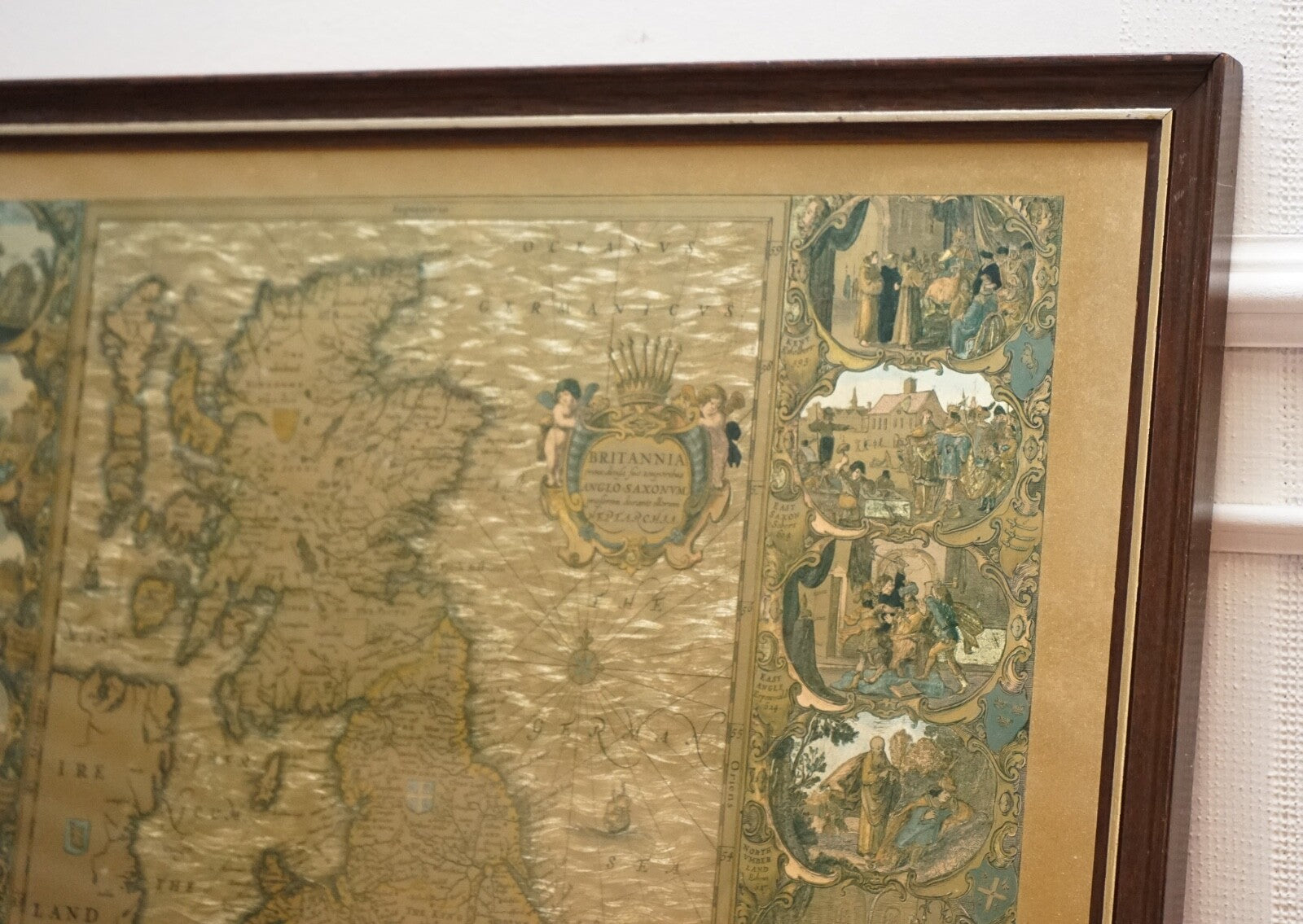 VINTAGE GOLD FOIL MAP OF THE BRITISH ISLES 1646 BY JOANNES JANSSEN