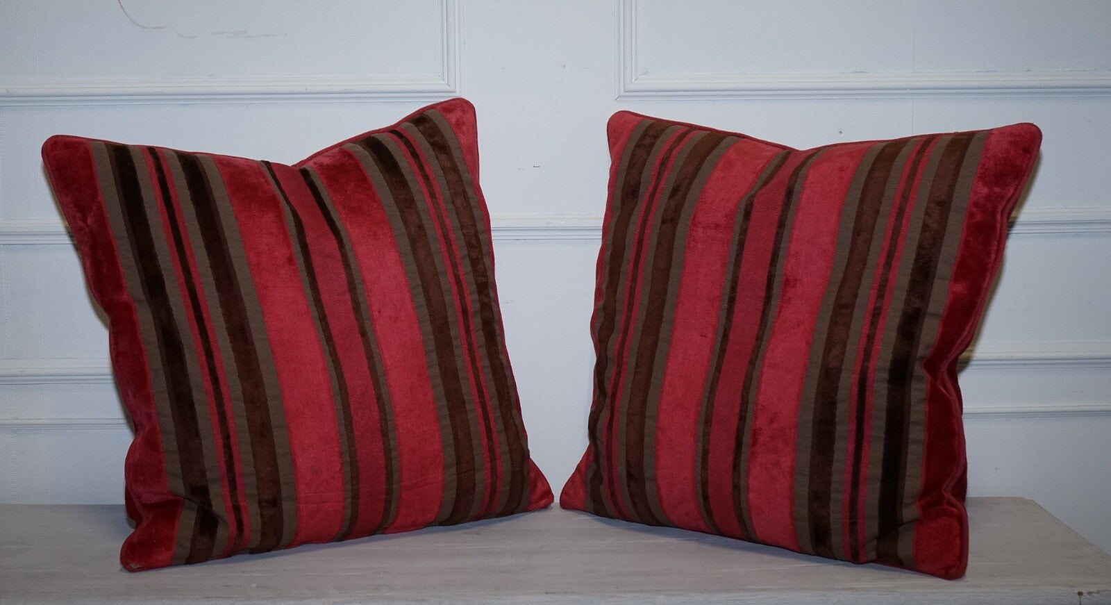 PAIR OF ALEXANDER & JAMES HUDSON STRiPEY SCATTER CUSHIONS