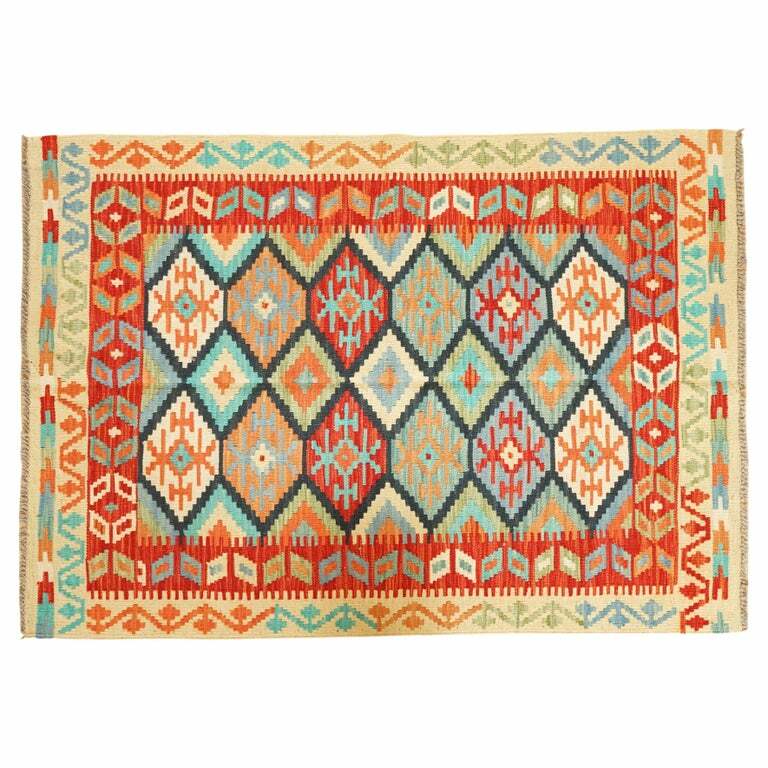LOVELY VINTAGE GEOMETRIC KILIM AZTEC RUG