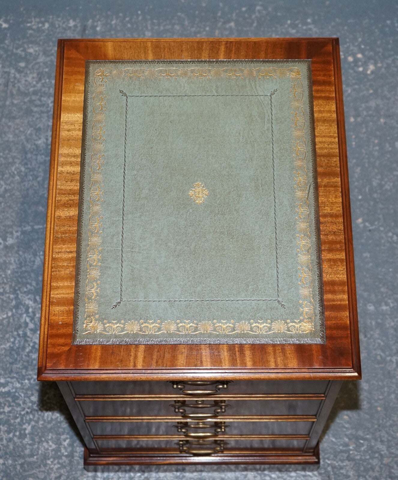 BEVAN FUNNELL FILLING CABINET RARE SAGE BLUE LEATHER VARIOUS SIZE FOLDERS
