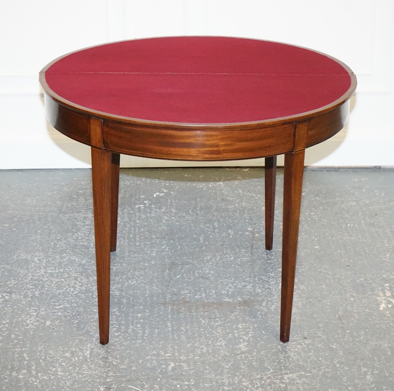FINE ANTIQUE CIRCA 1890 CONSOLE GAMES DEMI LUNE HALLWAY CARD TABLE UNFOLDS
