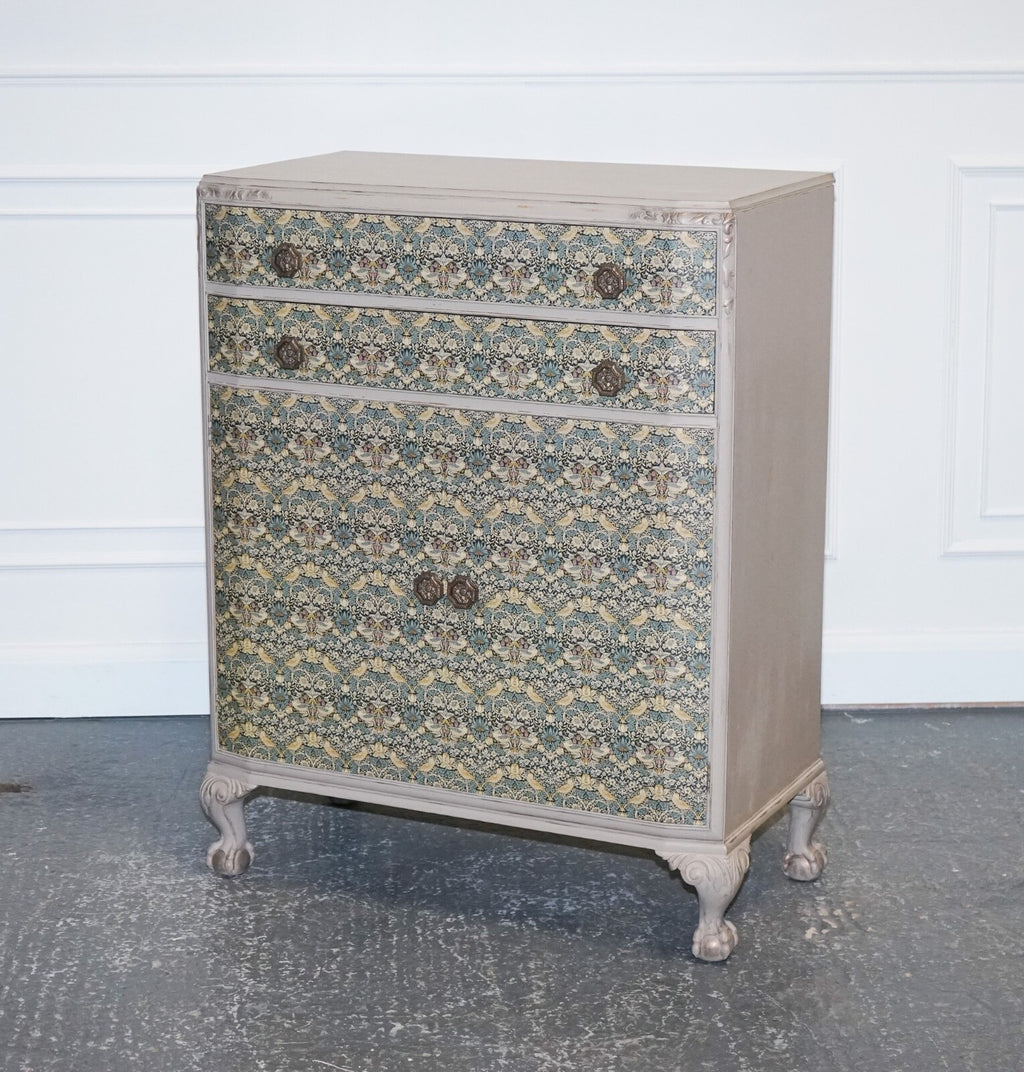 1930s WARING & GILLOW HAND PAINTED CHEST OF DRAWERS CUPBOARD WILLIAM MORRIS