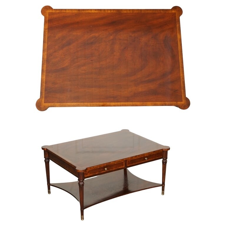 REGENCY STYLE COFFEE TABLE WITH FOUR DRAWERS BRASS FEET
