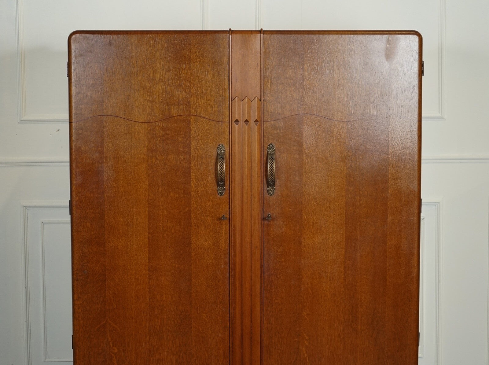 VINTAGE ART DECO MAHOGANY TWO DOOR WARDROBE BY LEBUS FURNITURE J1