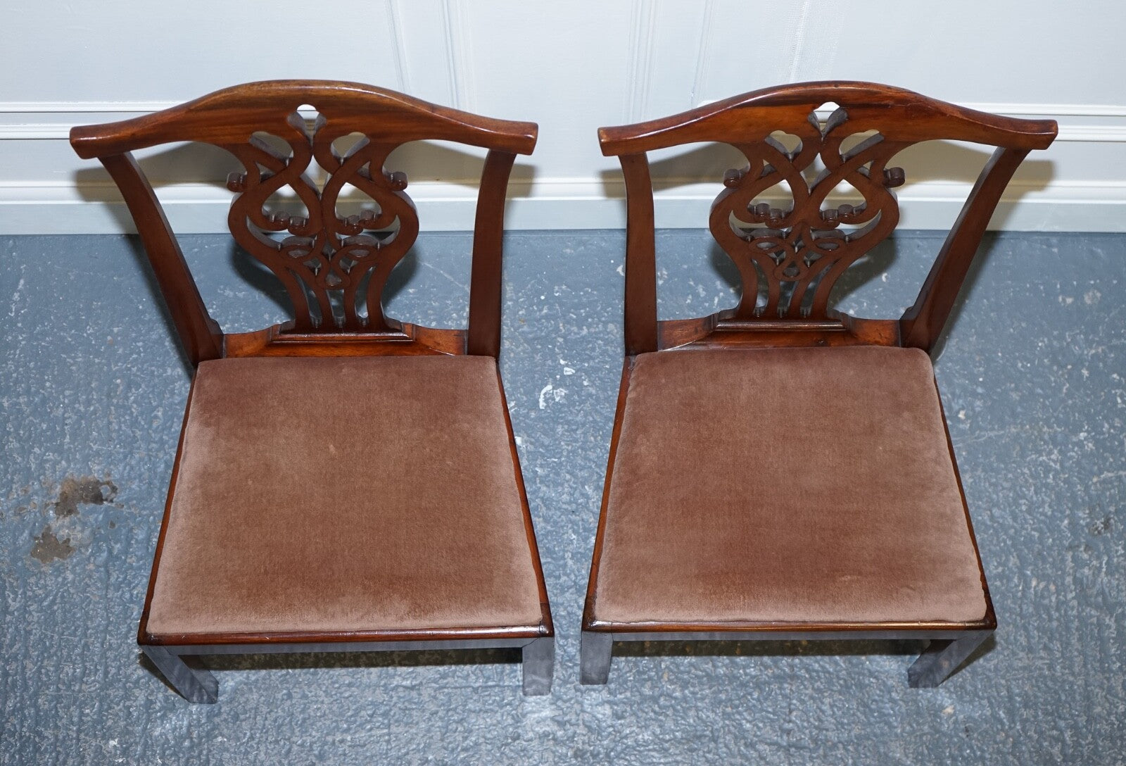 LOVELY CHIPPENDALE STYLE SET OF 6 DINING CHAIRS H FRAME