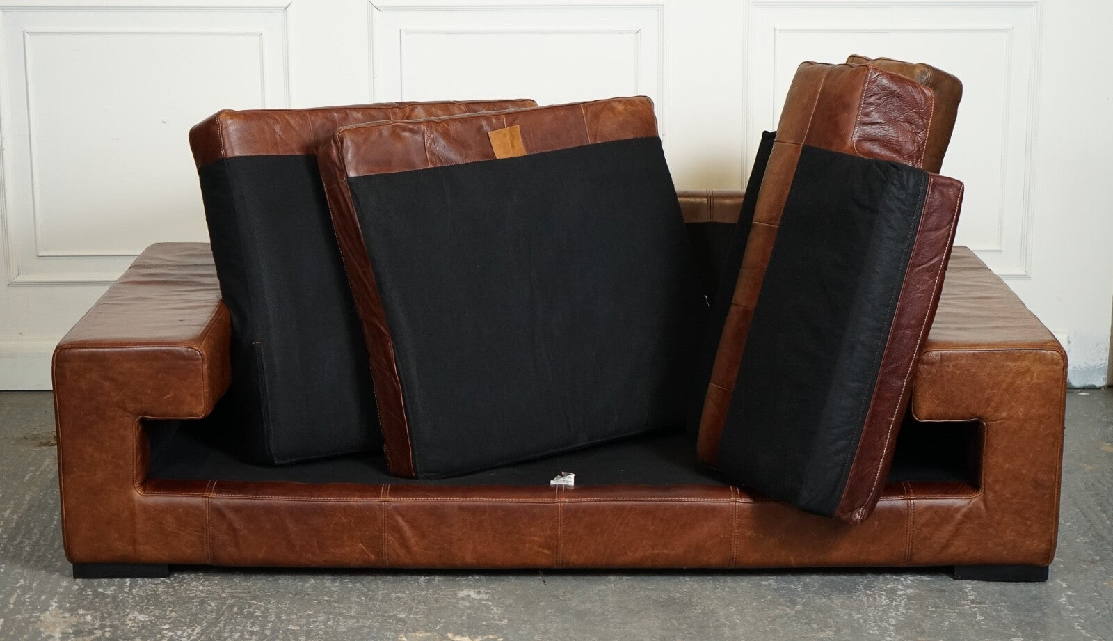RETRO HALO TiMOTHY OULTON BROWN LEATHER SOFA