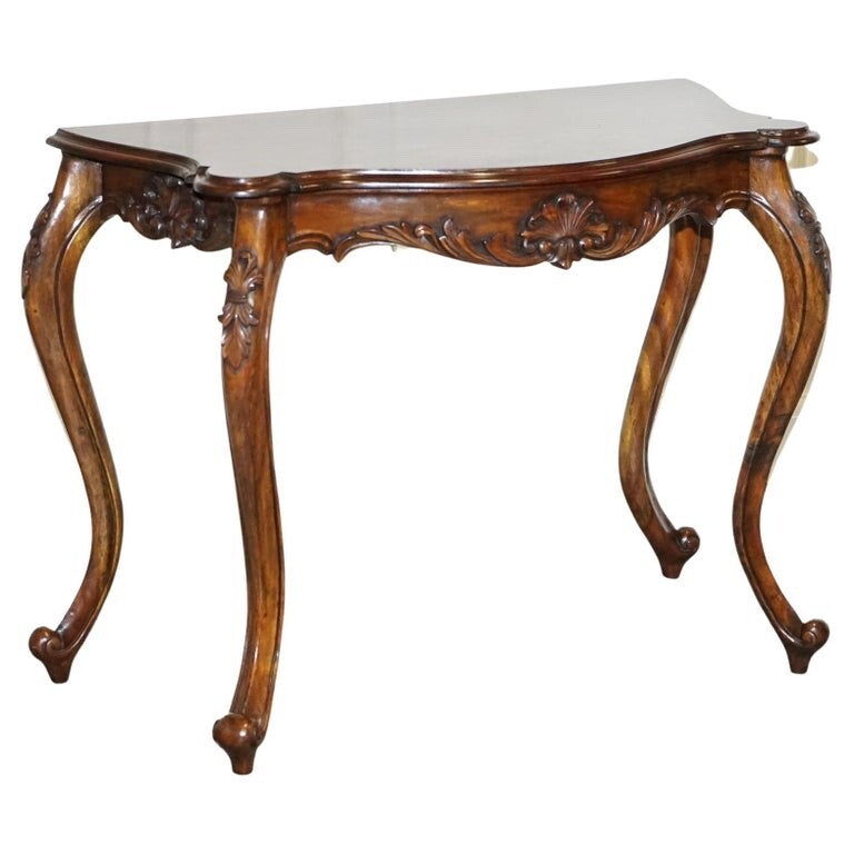 LATE 19TH CENTURY CARVED FRENCH HALL STAND CONSOLE TABLE WITH CABRIOLE LEGS