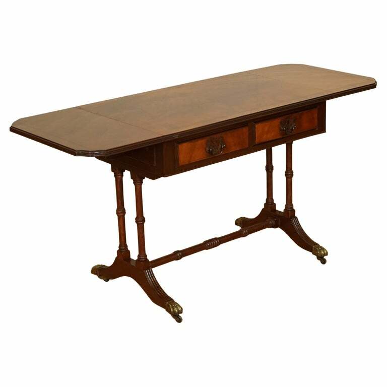 LOVELY VINTAGE FLAMED MAHOGANY EXTENDING DROP LEAF SIDE END TABLE