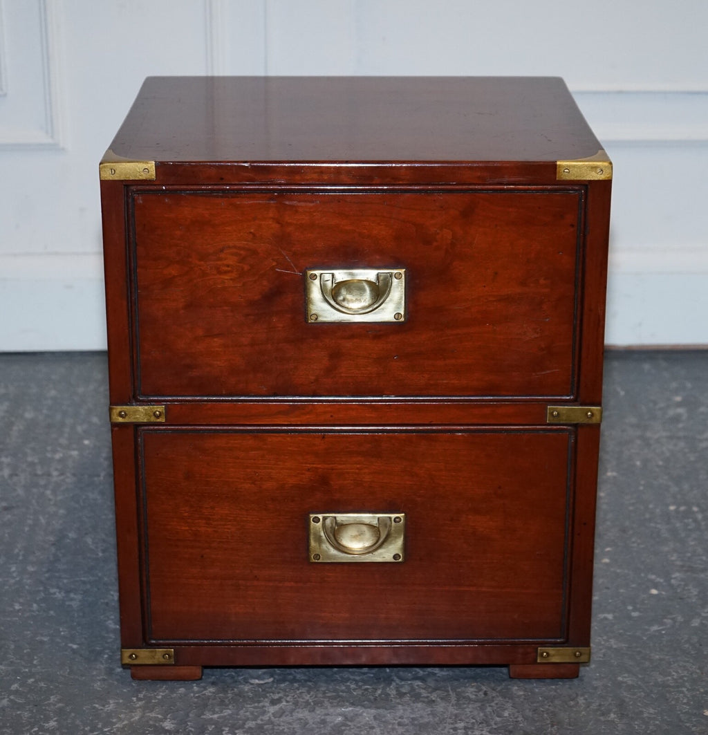 LOVELY MILITARY CAMPAIGN HARRODS KENNEDY BEDSIDE NIGHTSTAND TWO DRAWERS