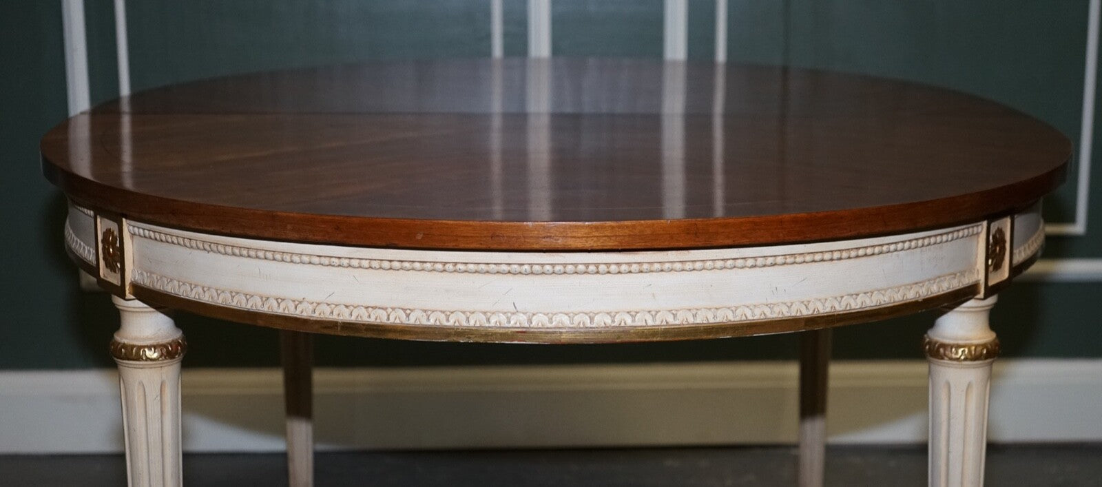KINDEL FURNITURE CHERRYWOOD & HANDPAINTED GILDWOOD EXTENDABLE DINING TABLE