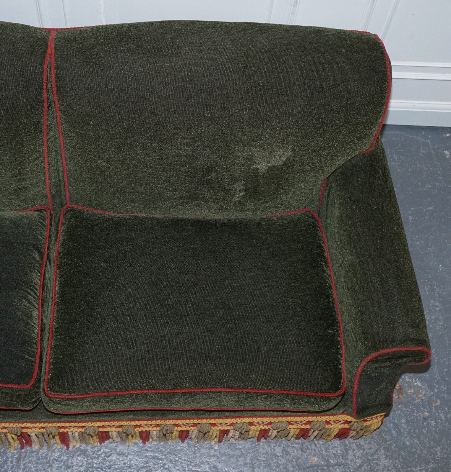 PETER DUDGEON BRITISH HANDMADE GREEN FABRIC HOWARD STYLE 3 SEATER SOFA RRP£12000