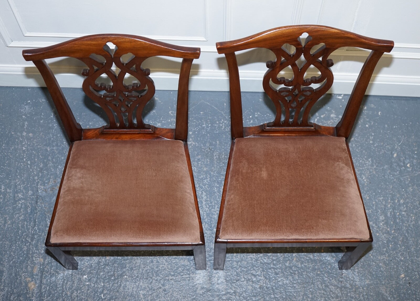 LOVELY CHIPPENDALE STYLE SET OF 6 DINING CHAIRS H FRAME