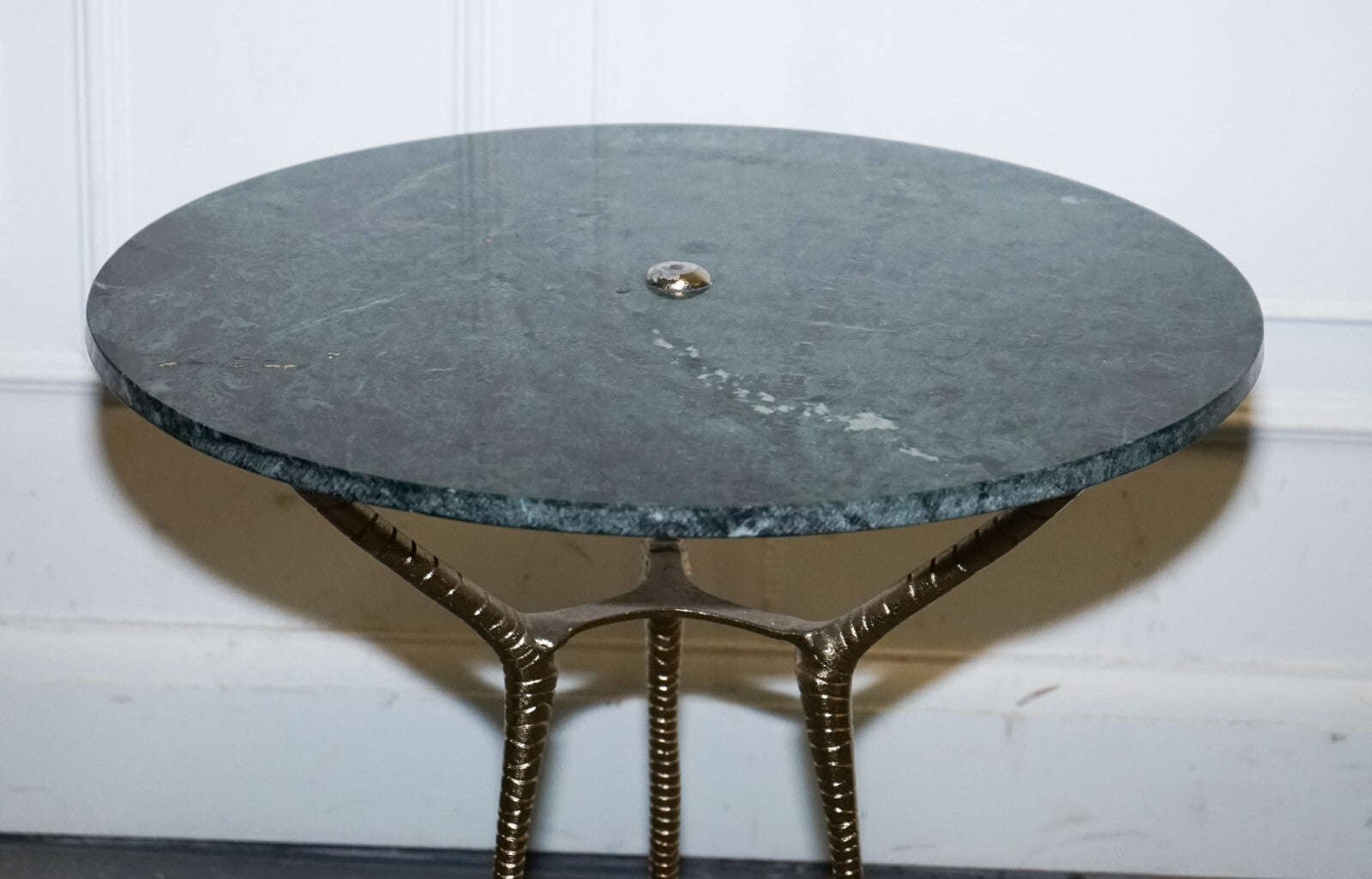 BEAUTIFUL SHOWROOM GREEN MARBLE GOLD BIRD FEET DISPLAY SiDE PLANT LAMP TABLE